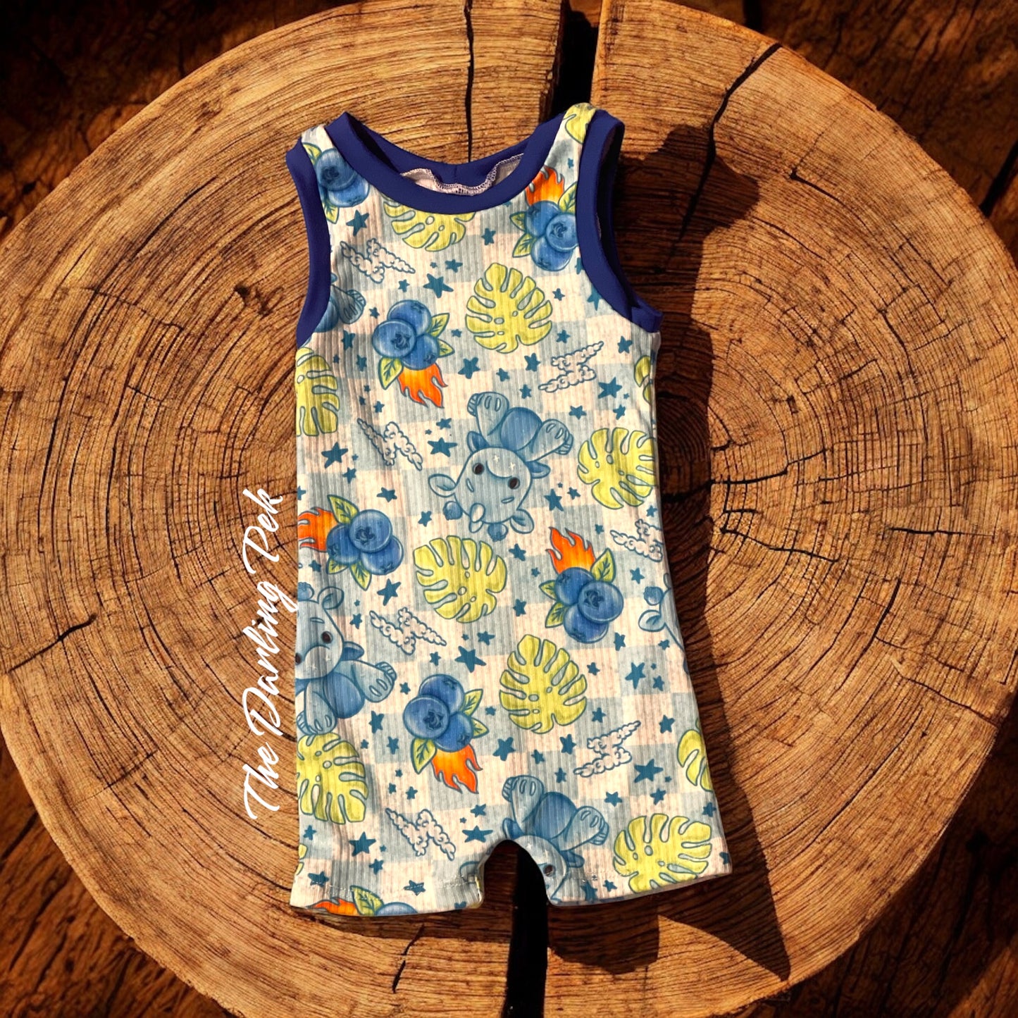 RTS Ollie Romper - Blueberry Dino