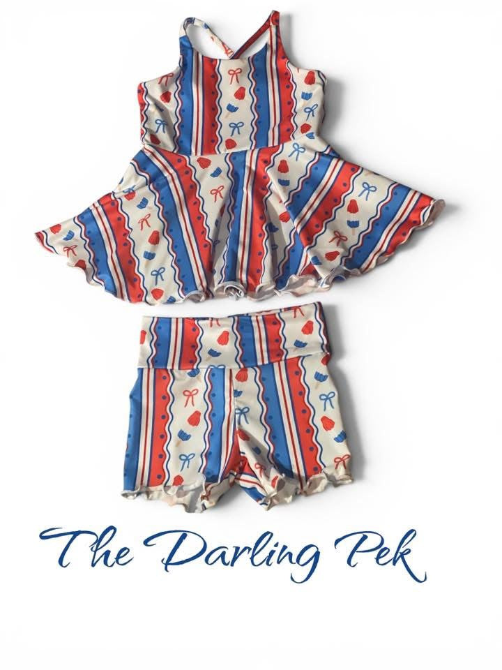 3T Brielle XBack Peplum top & mini bikers