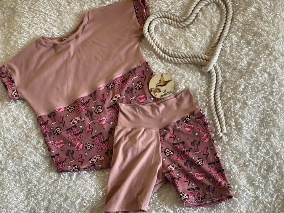 RTS Set - sz 7 Slate Dolman & Biker Shorts