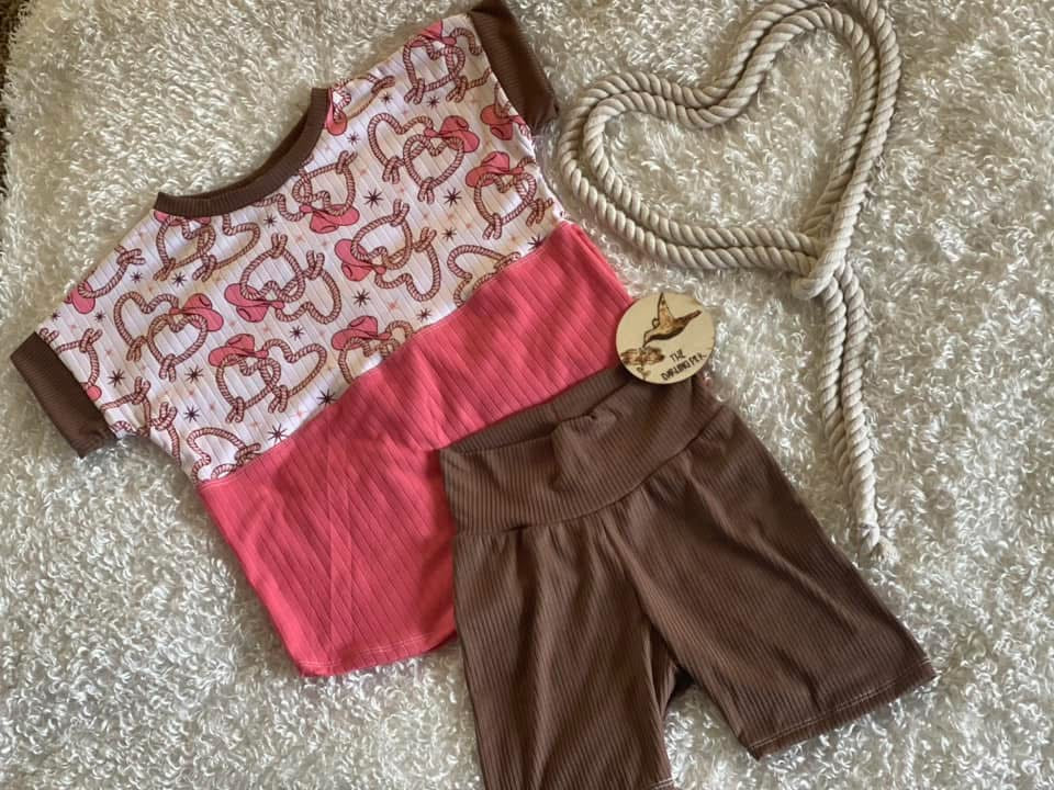 RTS Set - sz 6 Slate Dolman & Biker Shorts