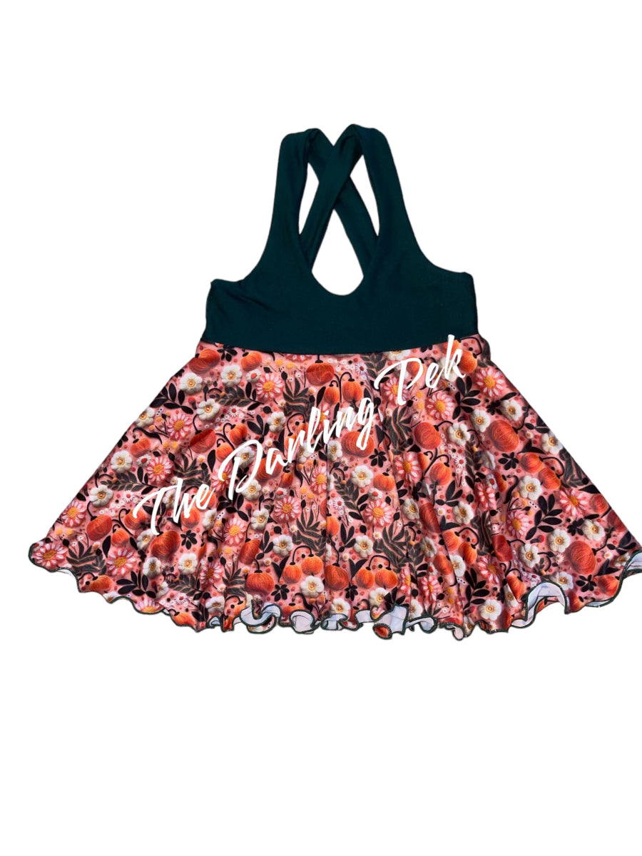 Faux Fall Embroidery - Pinafore Dress