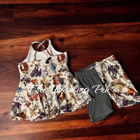 Sz 6/6x- X Back Brielle Peplum & 50/50 Elastic Waist Bikers