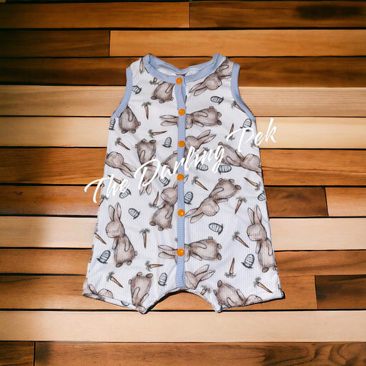 12-18m Tank Romper - Bunny w/Orange Snaps