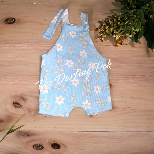 Knotted Overalls - Floral Bunny