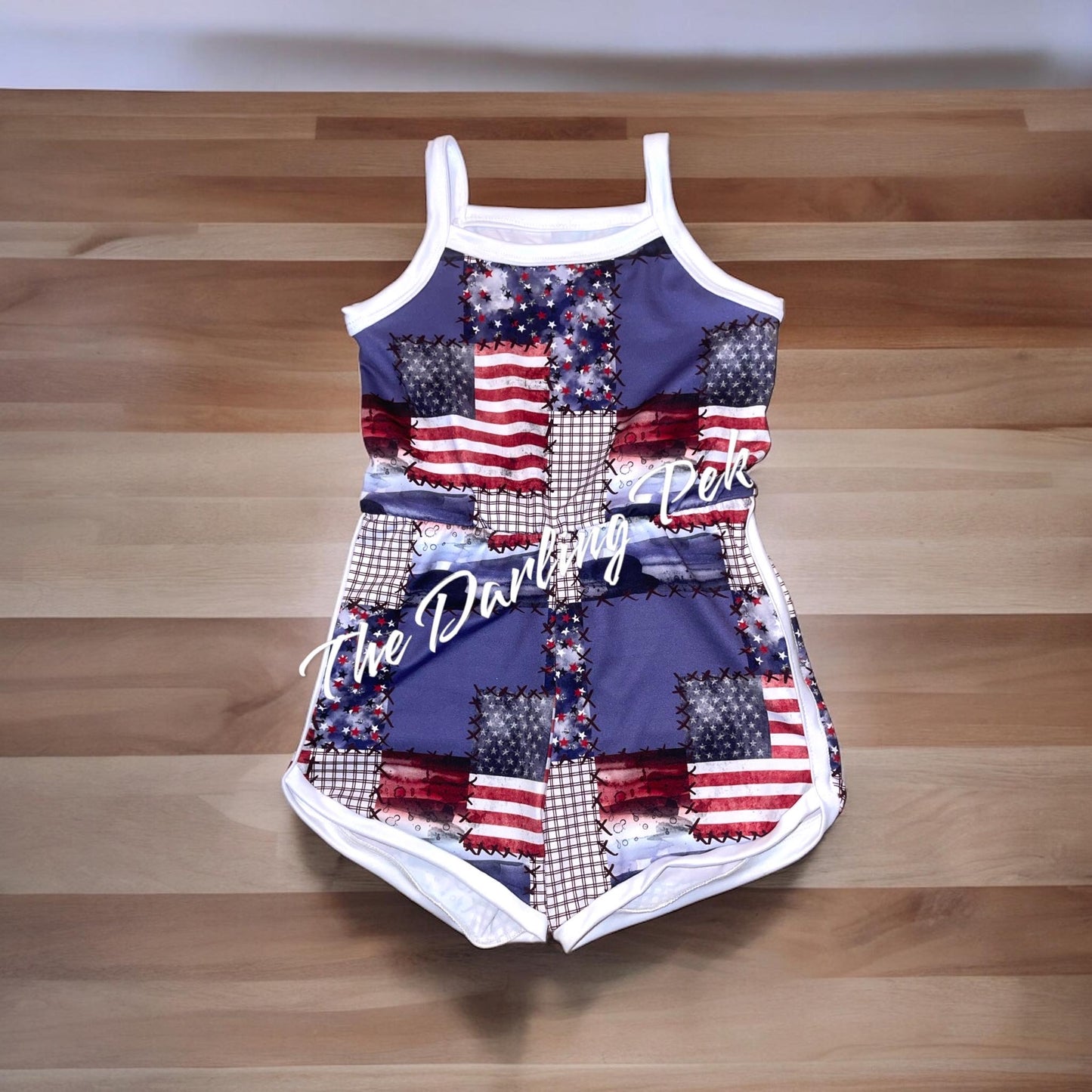 Retro Romper - RWB Patchwork